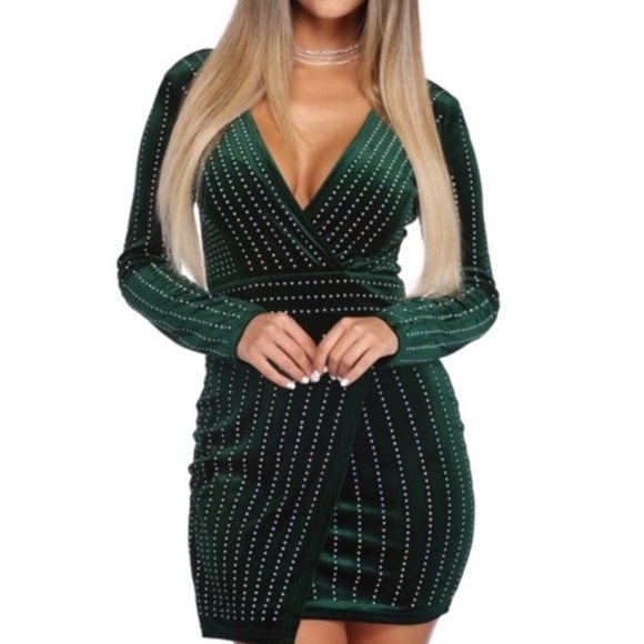 Windsor Dresses & Skirts - Windsor Velvet Wrap Dress- Emerald